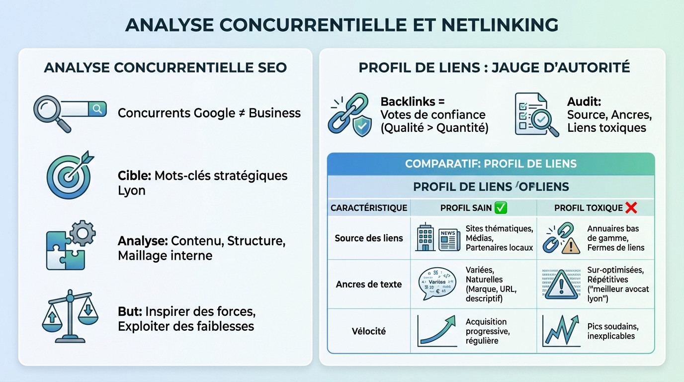 Analyse concurrentielle et audit de netlinking pour le SEO à Lyon