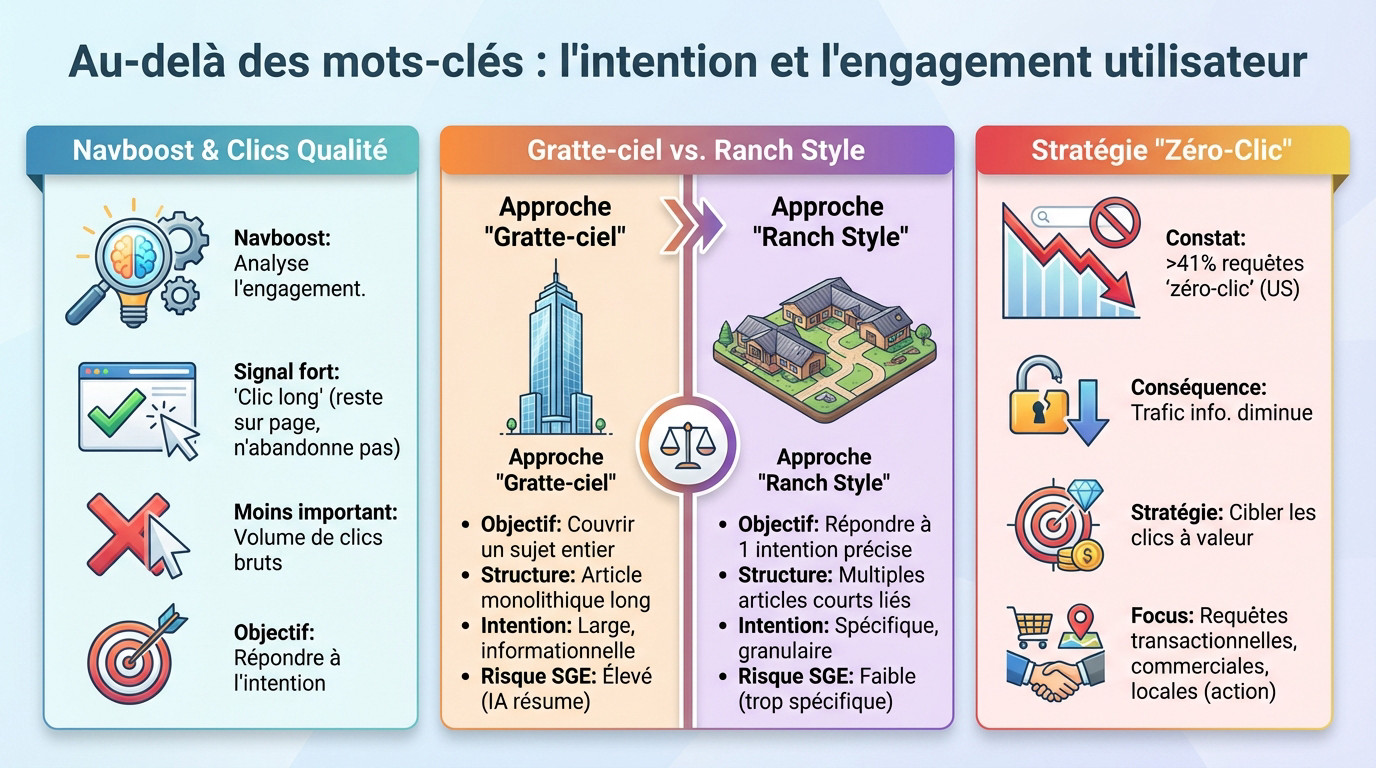 Analyse de l'engagement utilisateur et de l'intention de recherche au-delà des mots-clés simples