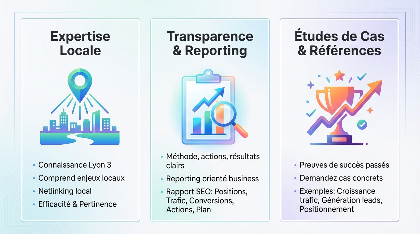Critères de sélection d'une agence SEO à Lyon 3 : expertise locale, transparence et résultats prouvés