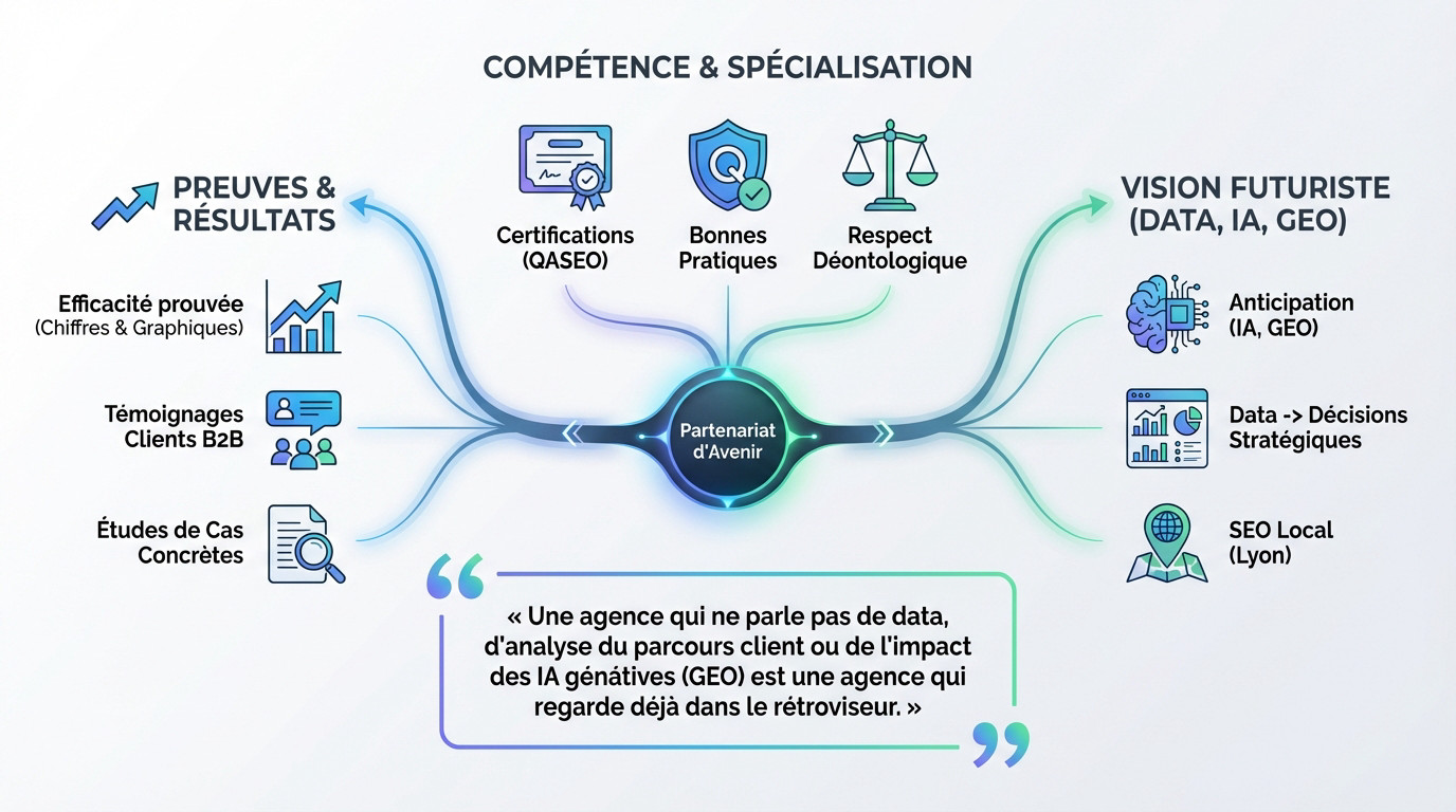 Infographie sur les critères de choix d'une agence SEO durable