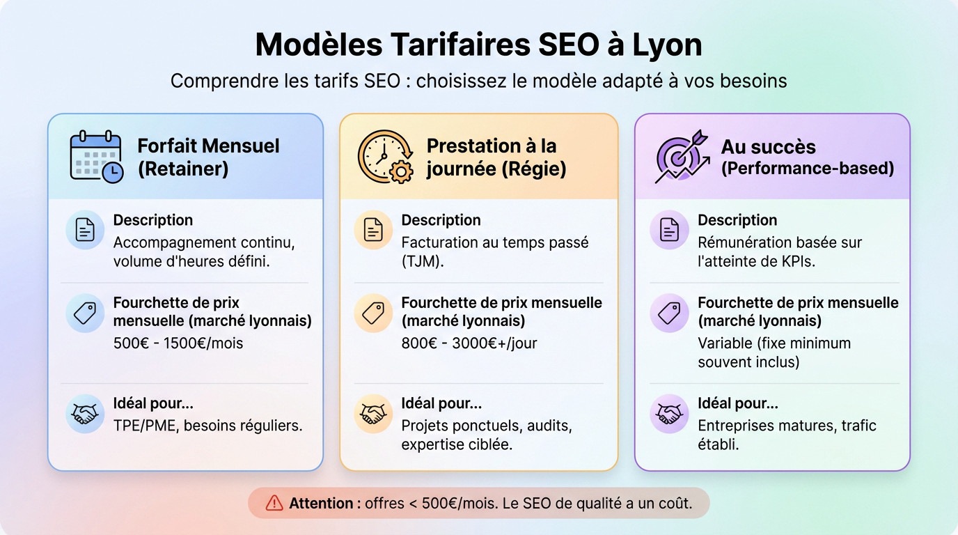 Tableau comparatif des modèles de facturation pour une agence SEO à Lyon