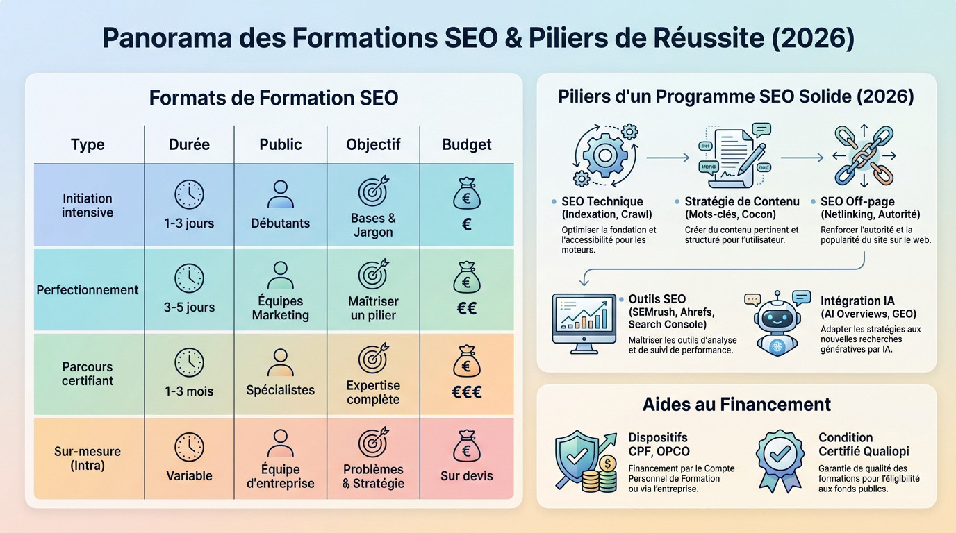 Panorama des formats de formation SEO à Lyon et piliers de réussite pour 2026