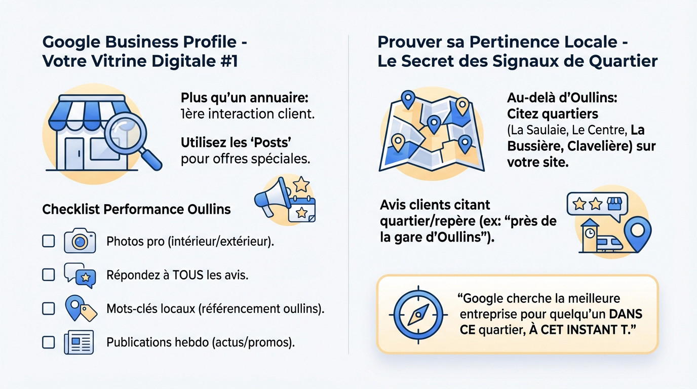Optimisation de la fiche Google Business Profile et stratégie de contenu local pour le référencement à Oullins