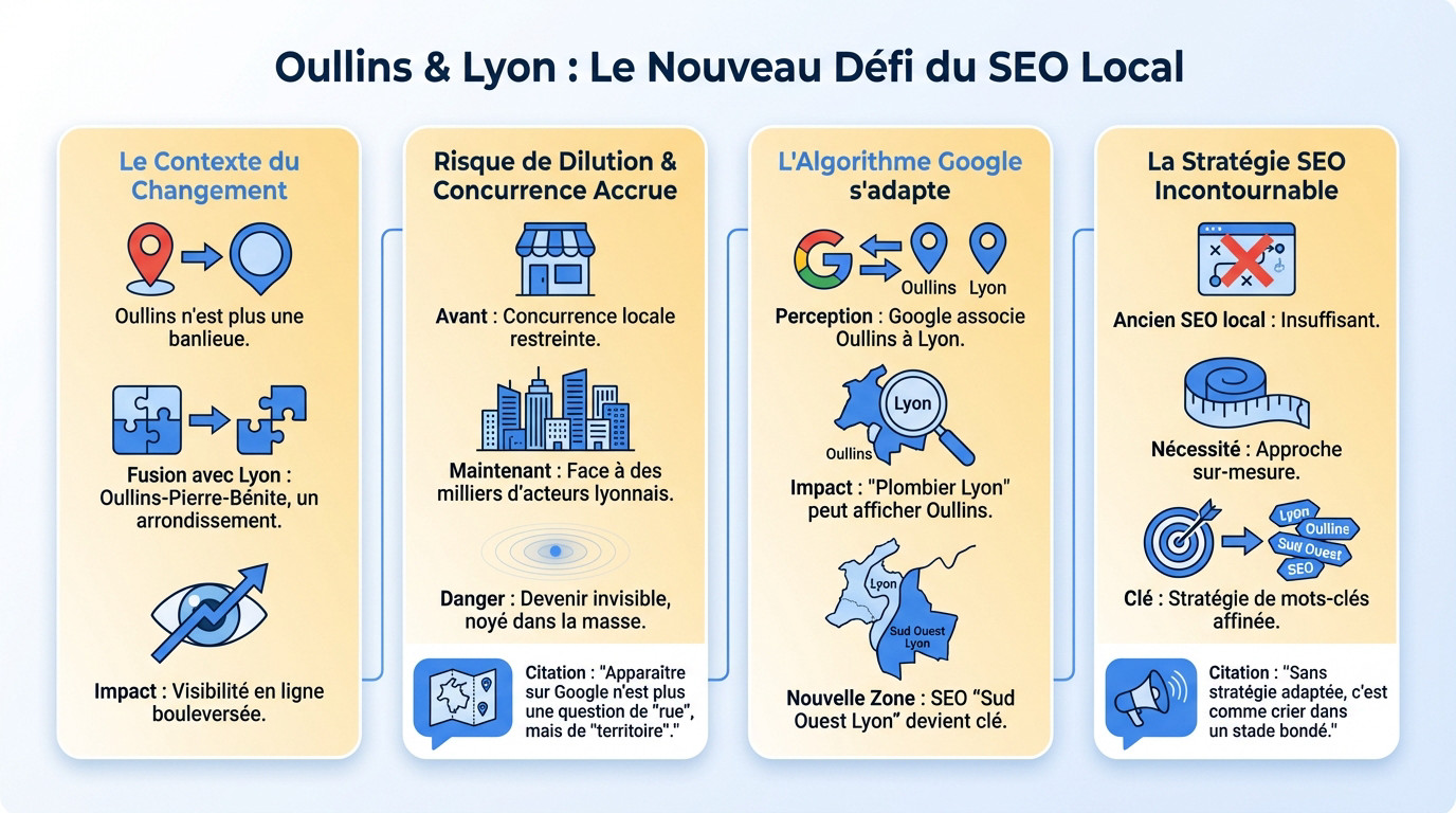 Fusion Oullins-Pierre-Bénite et impact sur le référencement local et la visibilité des commerces