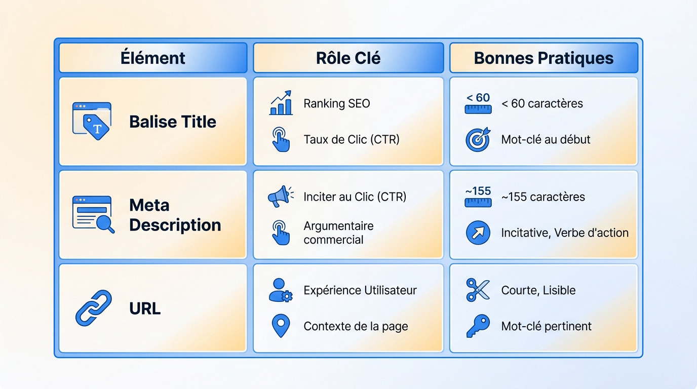 Illustration des balises title et meta description dans les résultats de recherche Google