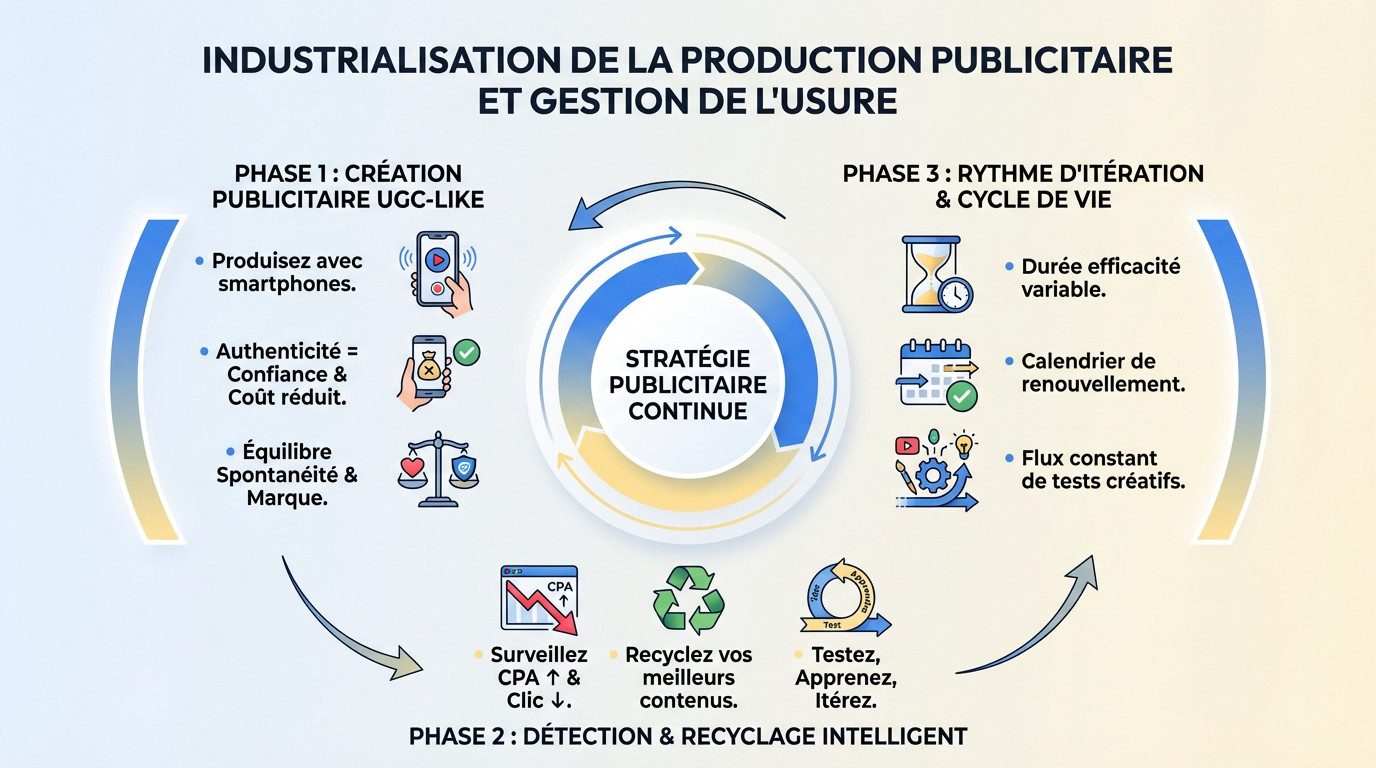 Industrialisation de la production publicitaire et gestion de l'usure des annonces