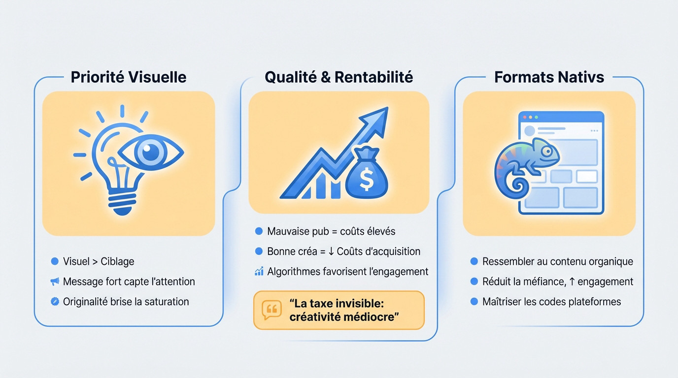 Infographie sur l'importance de la créativité publicitaire pour contrer la saturation des réseaux sociaux