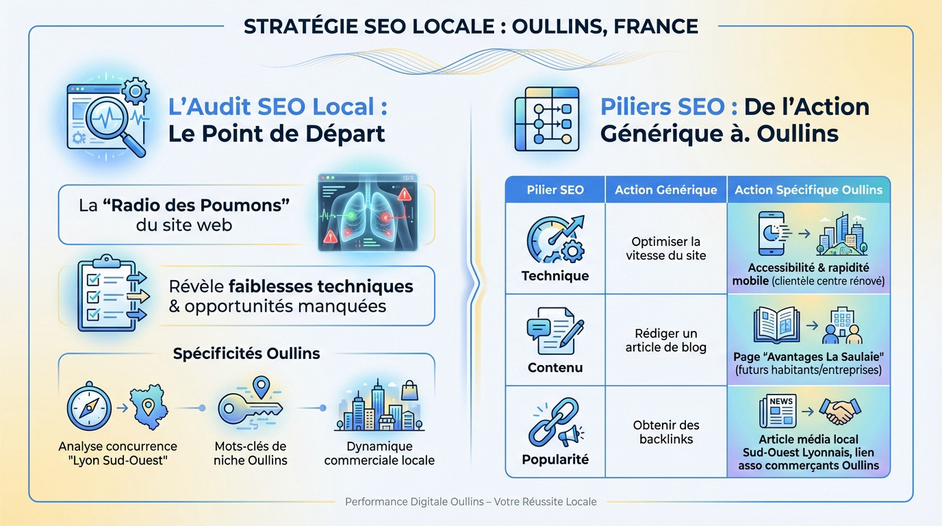Stratégie SEO locale à Oullins : audit technique et piliers de visibilité
