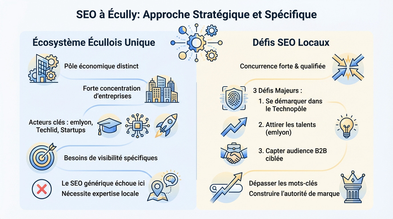 Stratégie SEO spécifique pour les entreprises et startups du technopôle d'Écully