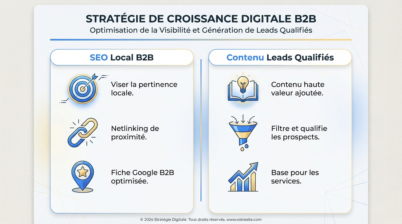 Stratégie digitale B2B : optimisation SEO local et création de contenu qualifié pour l'industrie