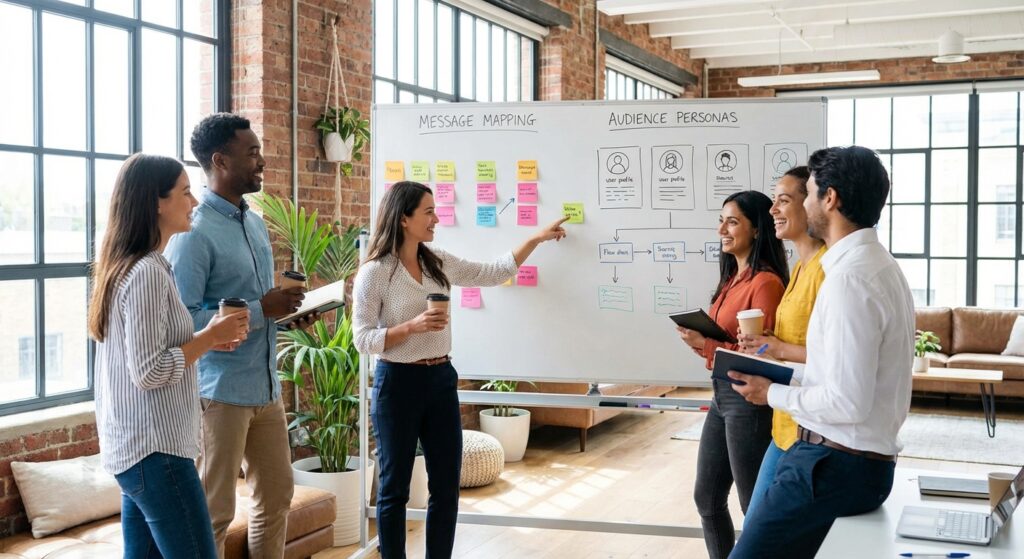 Equipe creative brainstorming communication digitale agence Lyon