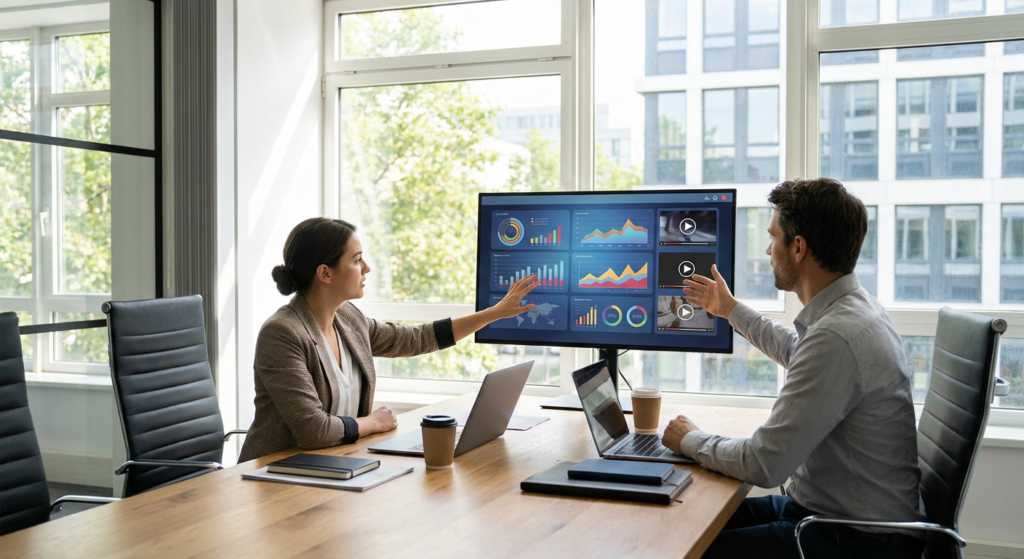 Réunion client pour présenter les résultats de campagnes YouTube Ads