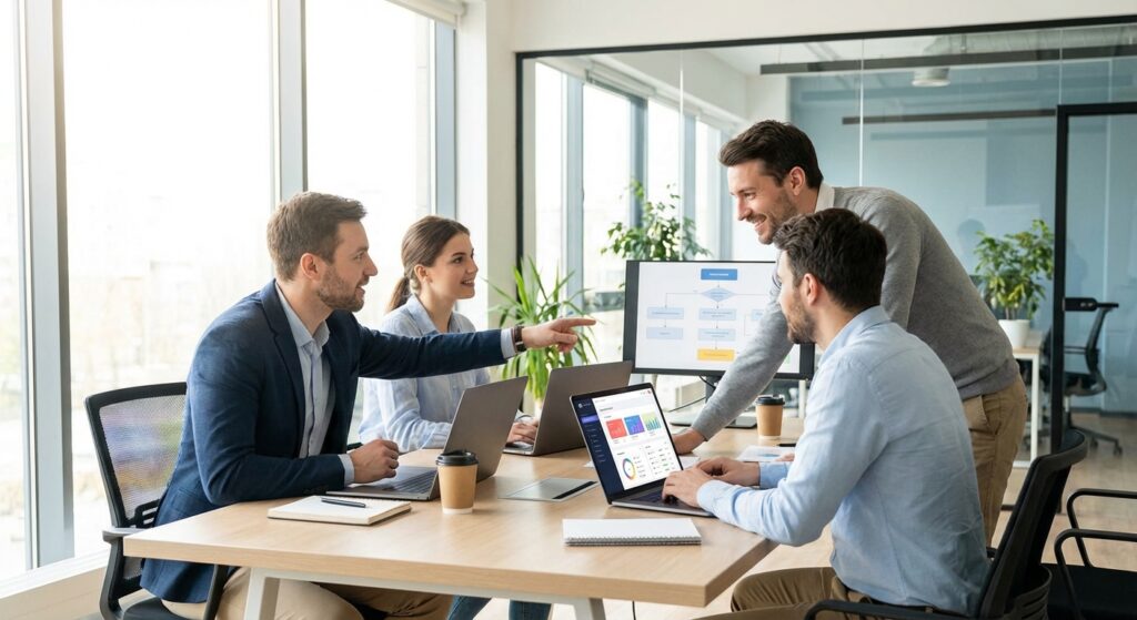 Équipe e-commerce planifiant la migration vers Shopify