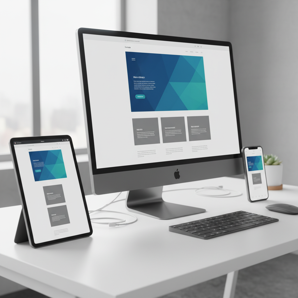 Site internet responsive affiche sur ordinateur tablette et smartphone avec design adaptatif