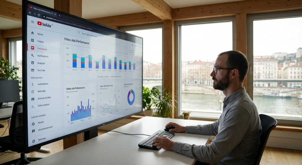 Spécialiste YouTube Ads analysant les performances de campagnes vidéo chez Rankit