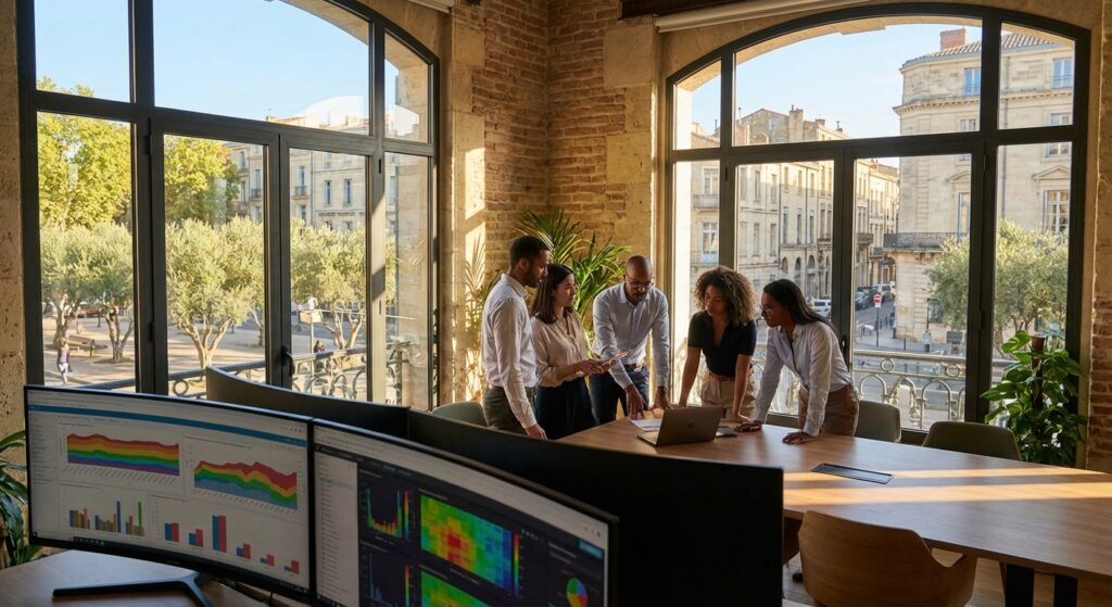 Équipe agence SEO Rankit dans un bureau moderne à Montpellier