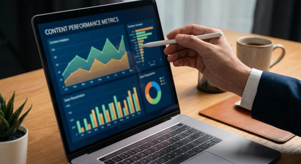 Analyse des performances de contenu digital sur ecran avec metriques