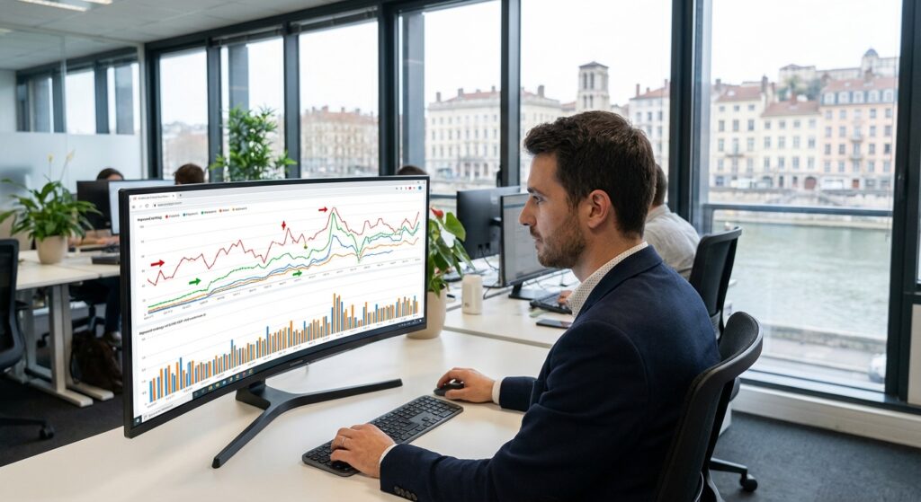 Analyste SEO consultant le tableau de bord de suivi des positions Google