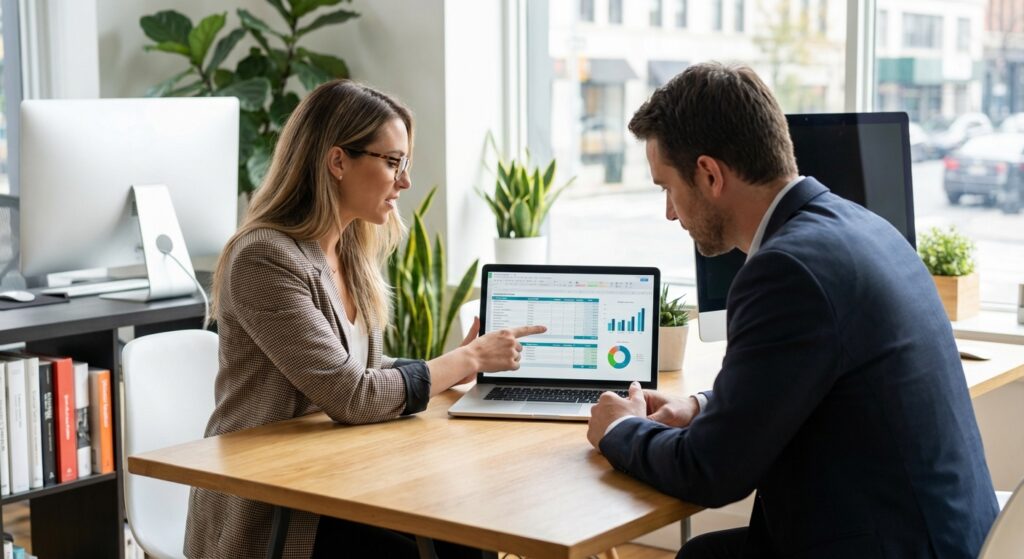 Bureau avec devis et stylo évoquant la consultation SEO personnalisée Rankit pour artisans et commerçants de Lyon