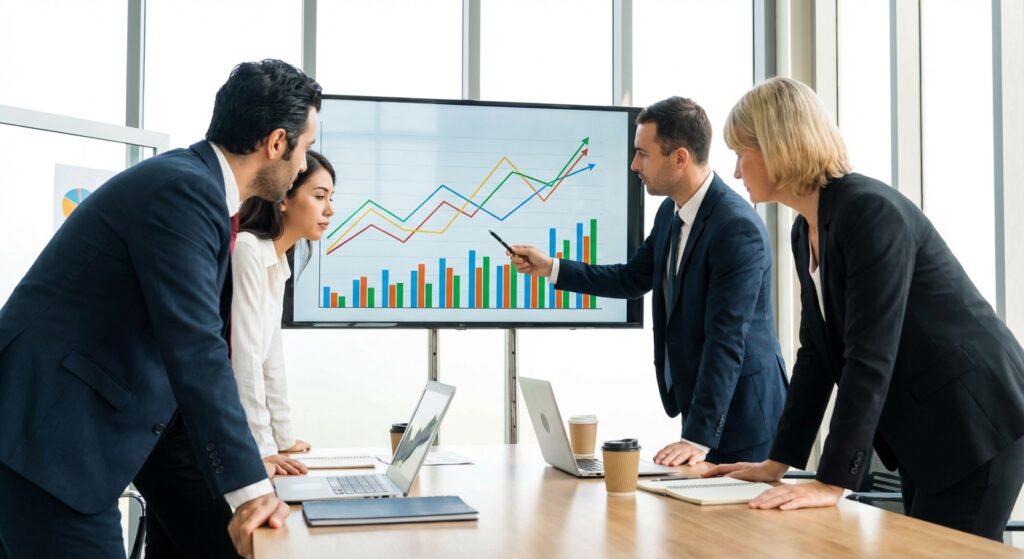 Presentation des resultats de croissance du trafic organique pour un client SEO a Bordeaux