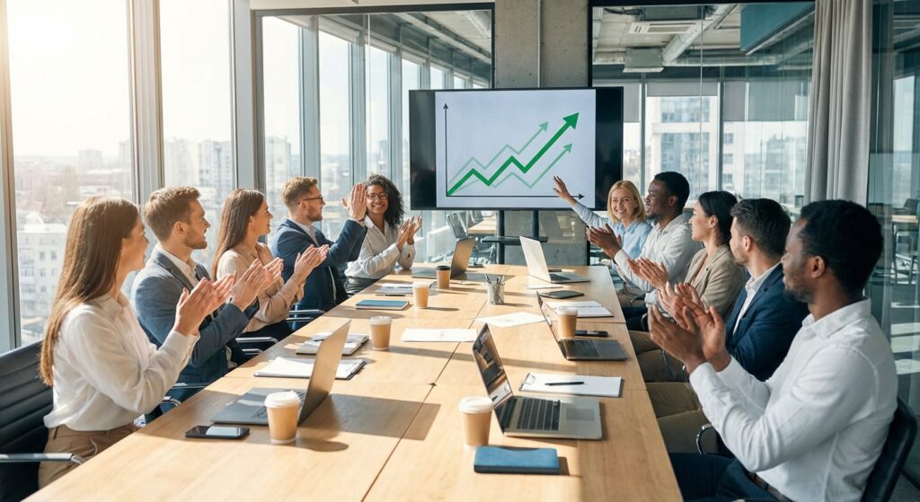 Reunion client presentant les resultats de referencement Google