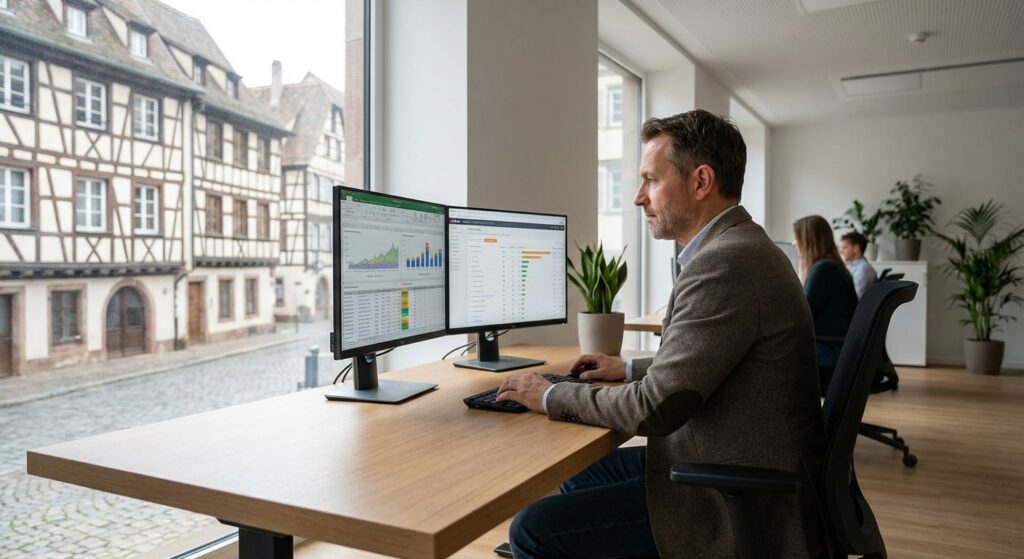 Consultant SEO à Strasbourg analysant le référencement naturel