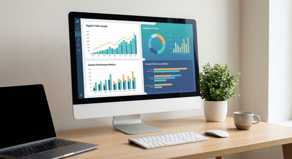 Dashboard analytics montrant les performances du contenu
