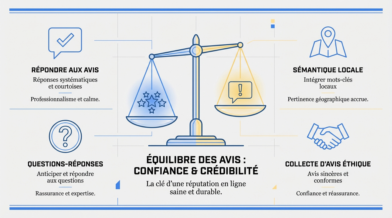 Équilibre des avis clients pour renforcer la confiance et la crédibilité locale