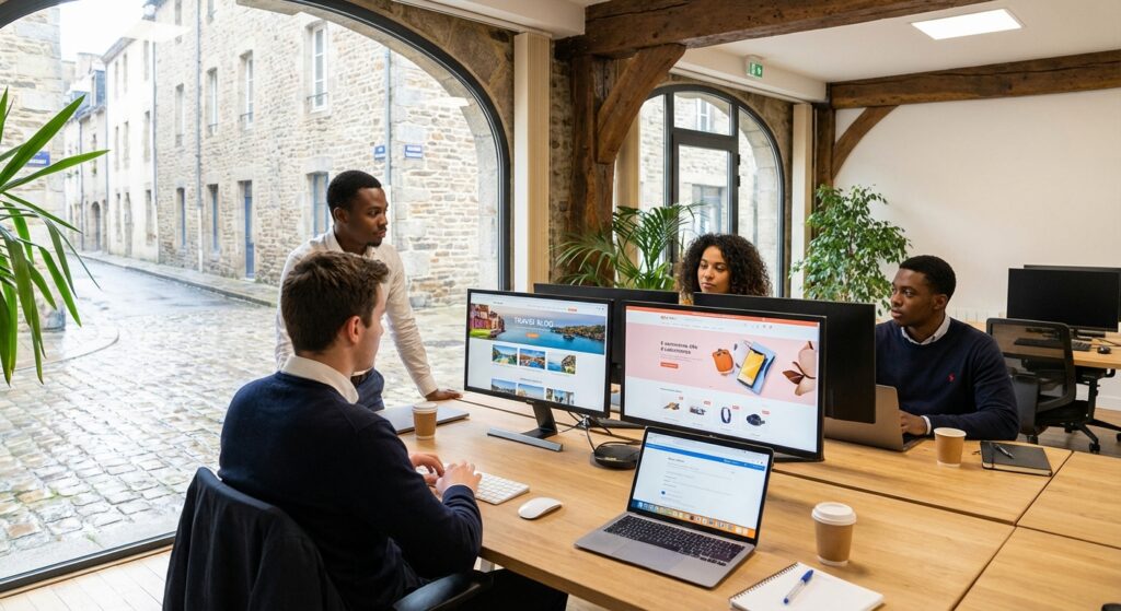 équipe Rankit en réunion à Lyon — equipe web coworking rennes | audit SEO sur mesure en Auvergne-Rhône-Alpes