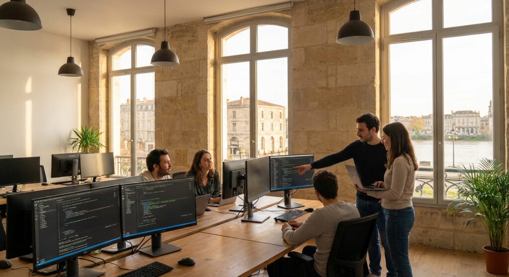 équipe Rankit en réunion à Lyon — equipe web Lyon bureau | expert SEO Auvergne-Rhône-Alpes sur la Métropole de Lyon