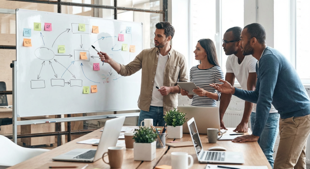 équipe Rankit en réunion à Lyon — referencement google gratuit equipe | consultant SEO Rhône en Auvergne-Rhône-Alpes