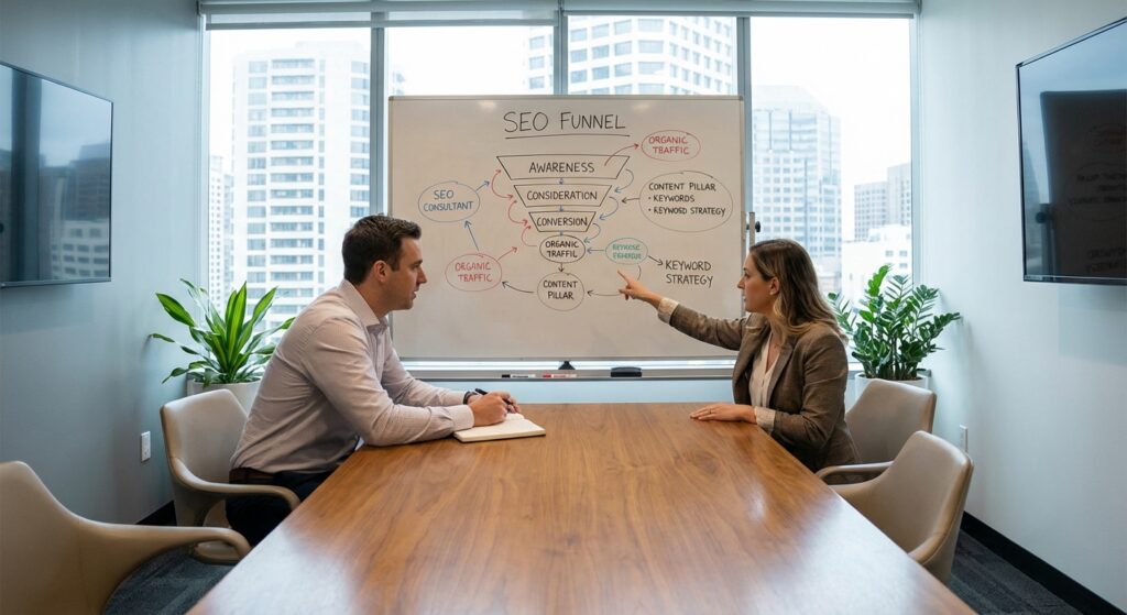 équipe Rankit en réunion à Lyon — reunion seo consultant Lyon | optimisation site WordPress à Lyon