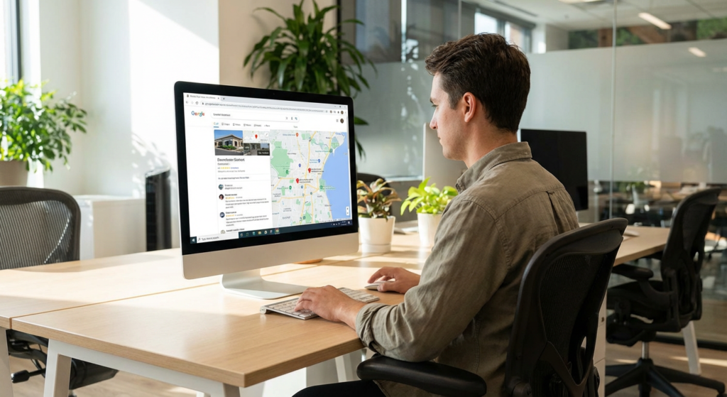 Gestion d'une fiche Google Business Profile sur ordinateur de bureau