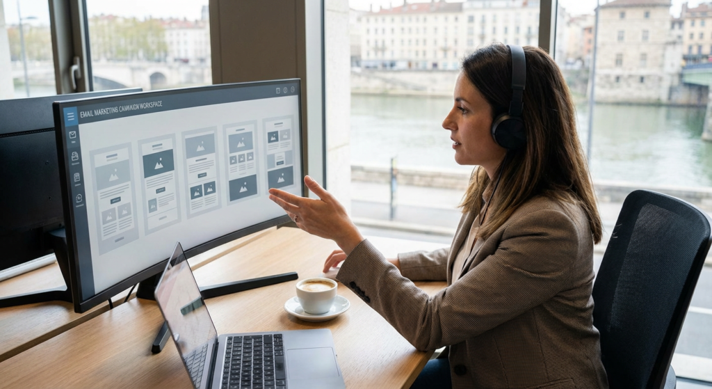 Spécialiste emailing concevant une campagne newsletter professionnelle à Lyon