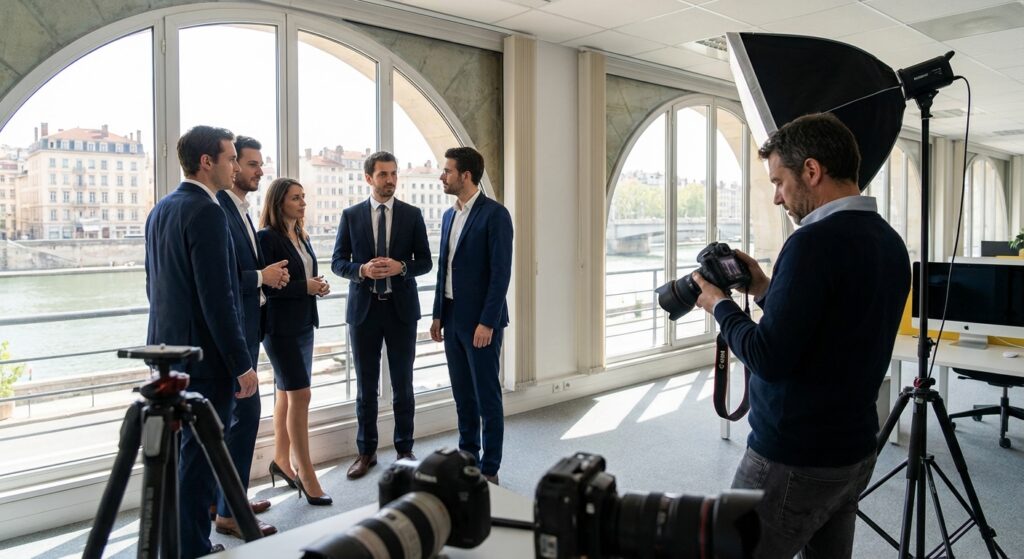 Photographe entreprise professionnel en studio a Lyon pour shooting corporate