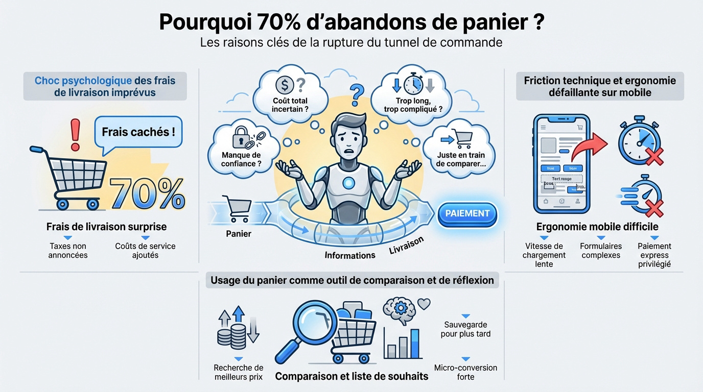 Statistiques et causes de l'abandon de panier en e-commerce