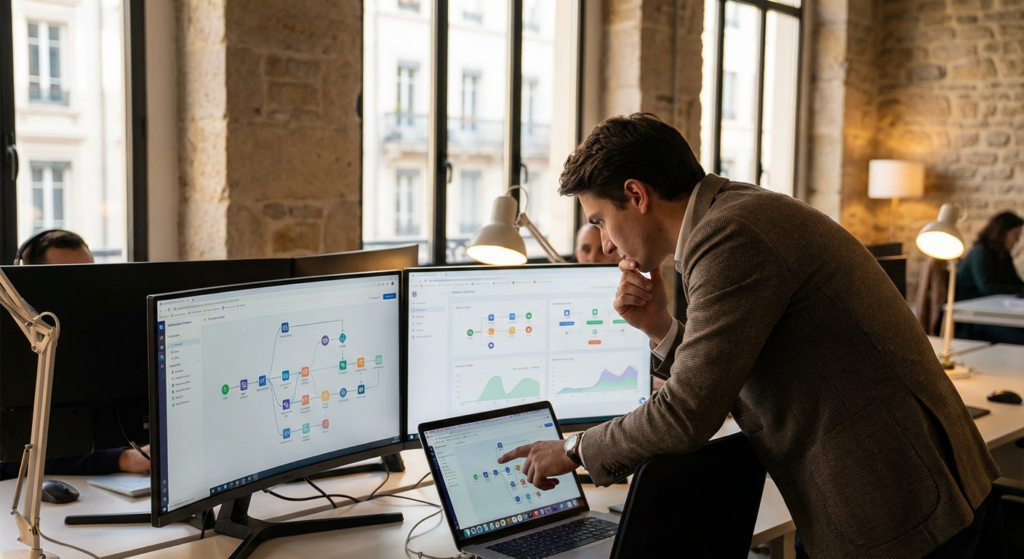 Consultant IA analysant les processus d’une entreprise lyonnaise