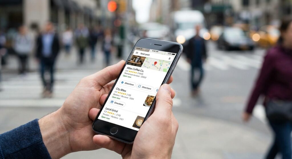 Résultats du pack local Google Maps sur smartphone