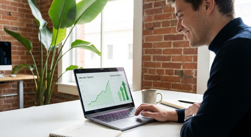 Resultats SEO positifs avec croissance du trafic organique a Nantes