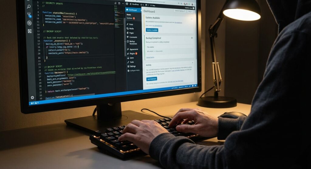 Specialiste effectuant des mises a jour de securite WordPress