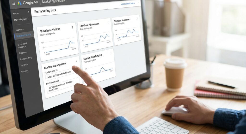 Spécialiste remarketing configurant les audiences de retargeting Google Ads