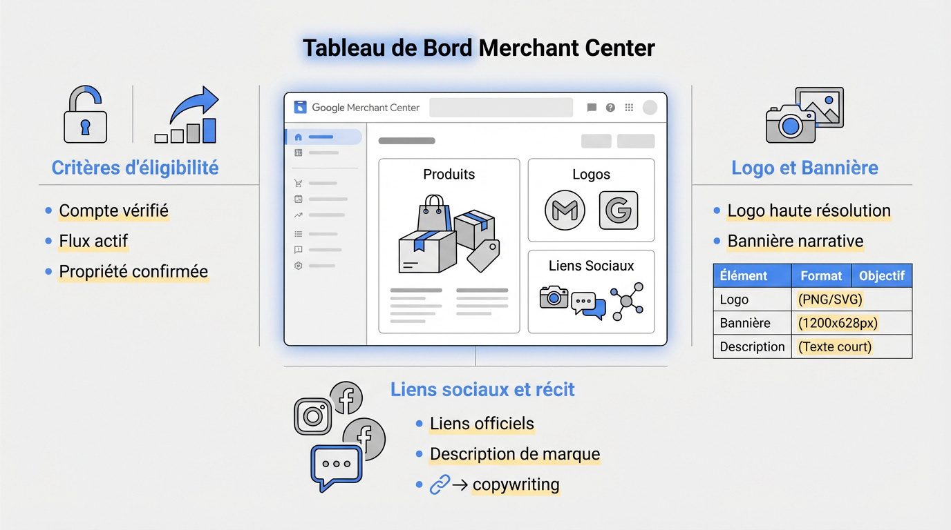 Interface de configuration de la Page Marque dans Google Merchant Center