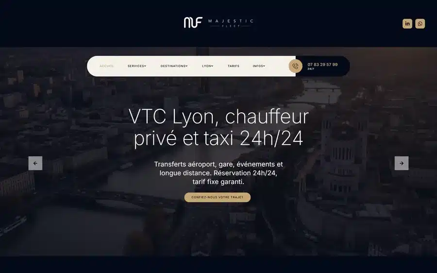 Refonte et rebranding du site VTC Majestic Fleet à Lyon