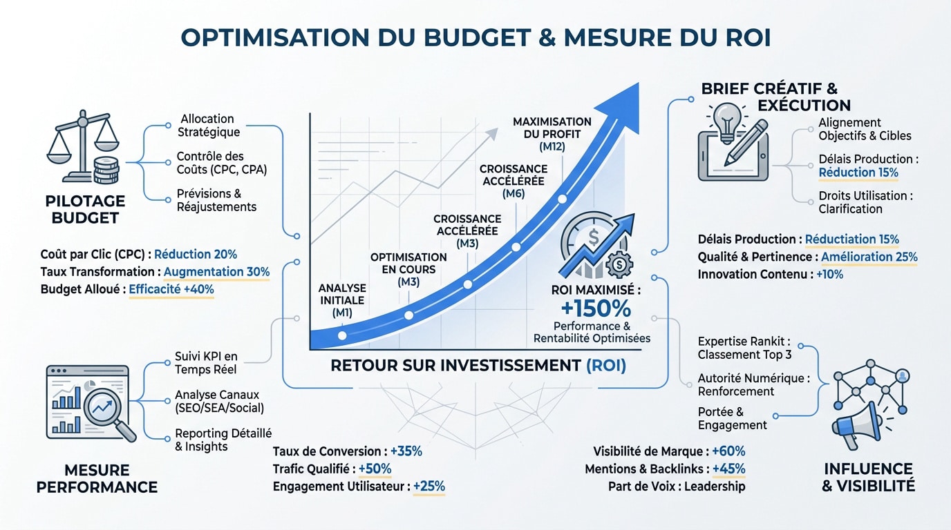 Graphique d'optimisation du budget et mesure du ROI en marketing d'influence