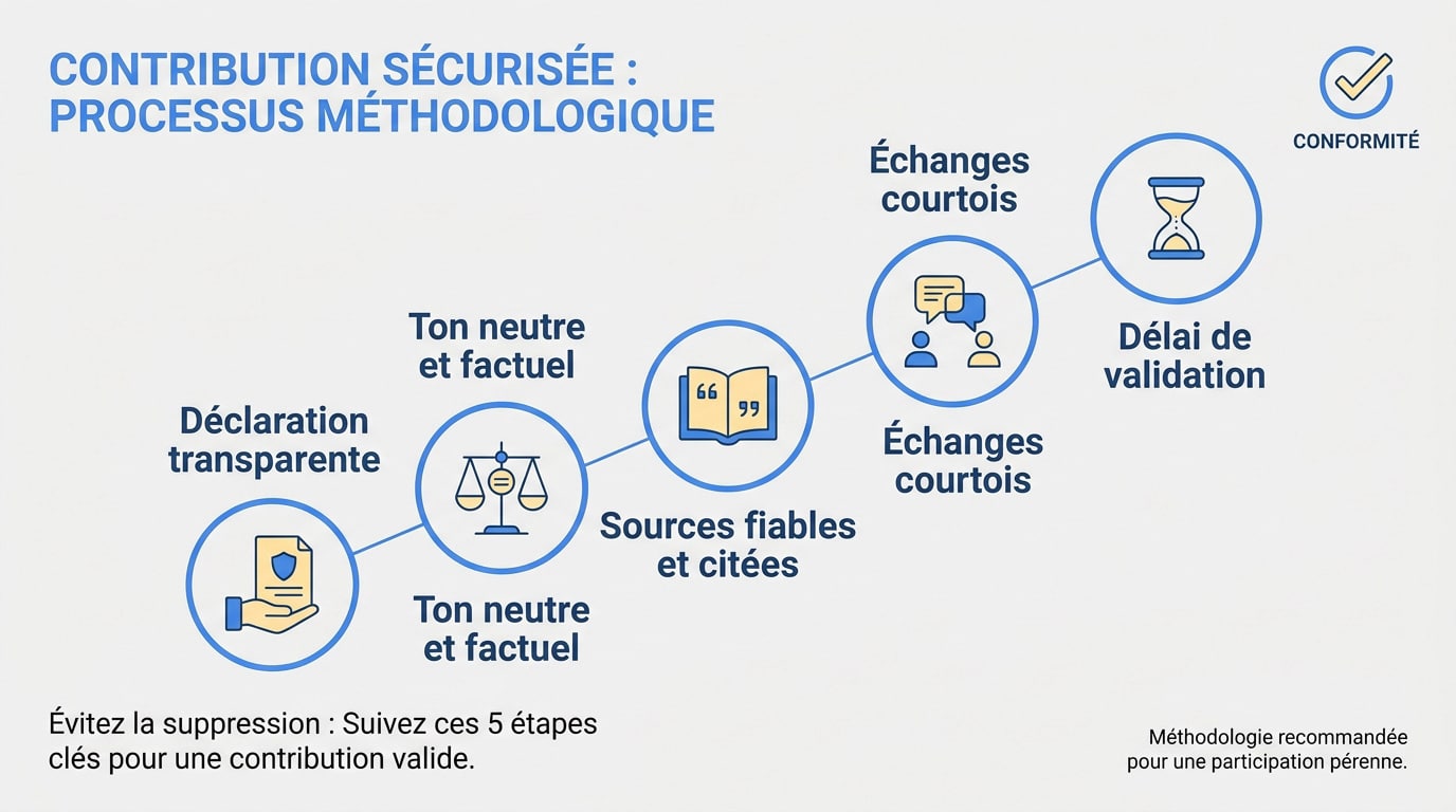 Schéma de la méthodologie de contribution éthique sur Wikipédia