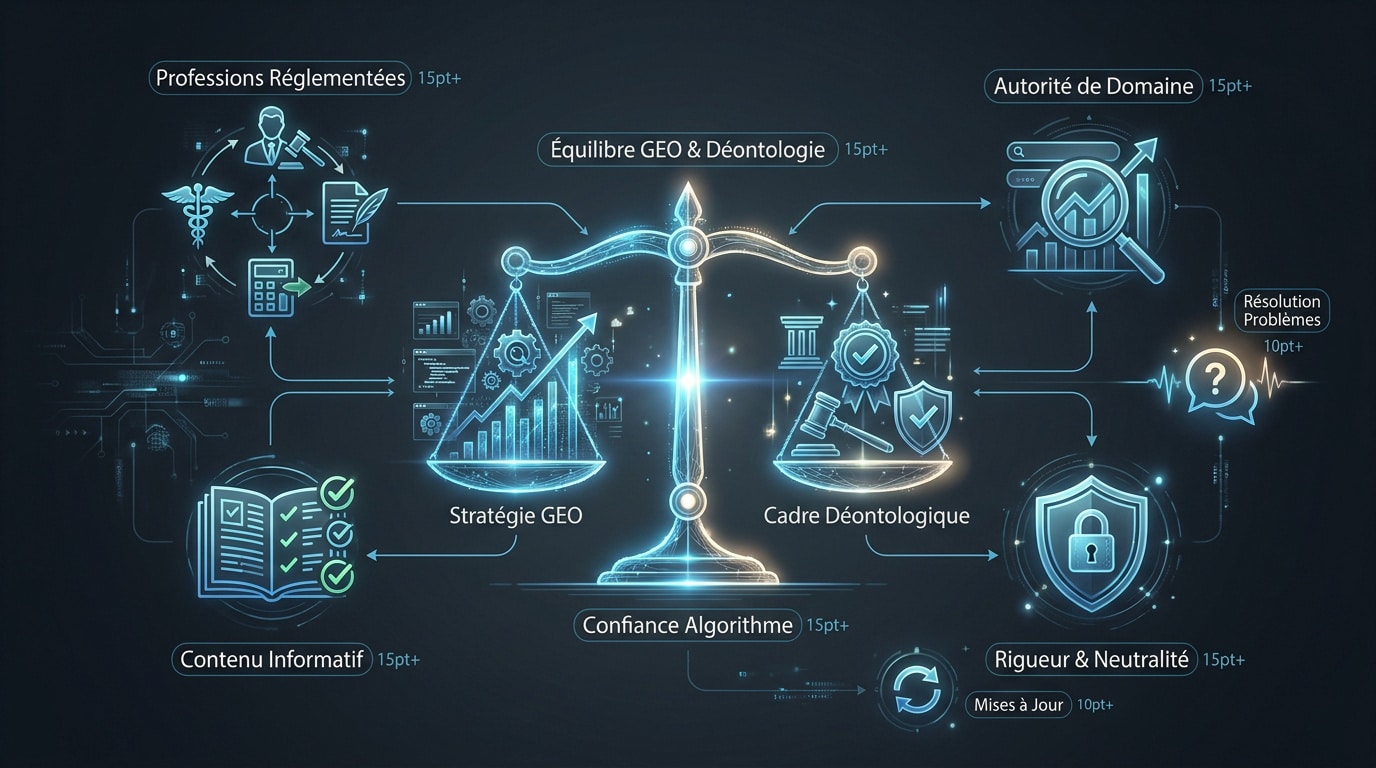 Équilibre entre optimisation GEO et respect de la déontologie pour les professions réglementées