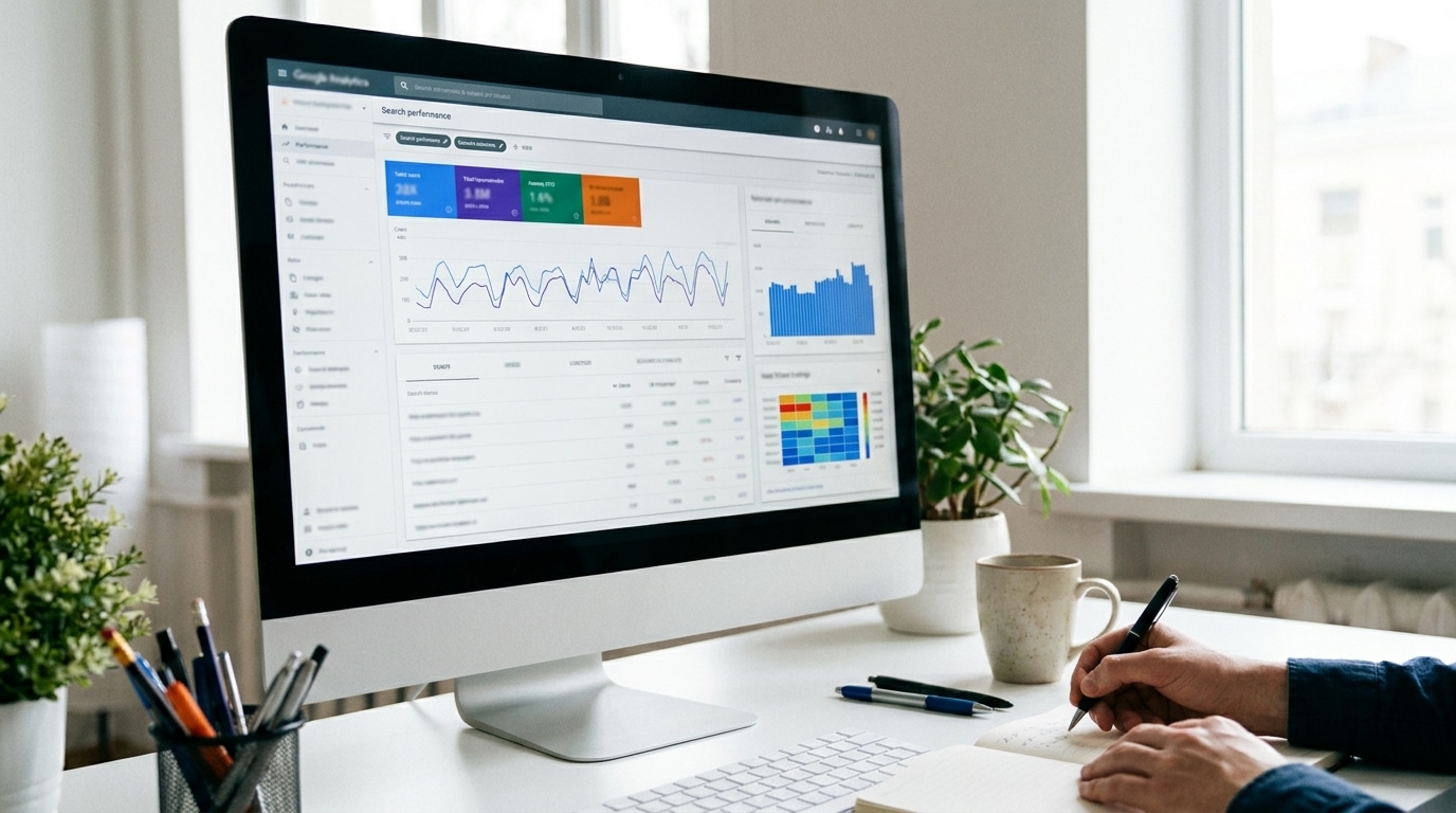 Analyse des données de performance d'un site dans un tableau de bord de diagnostic SEO
