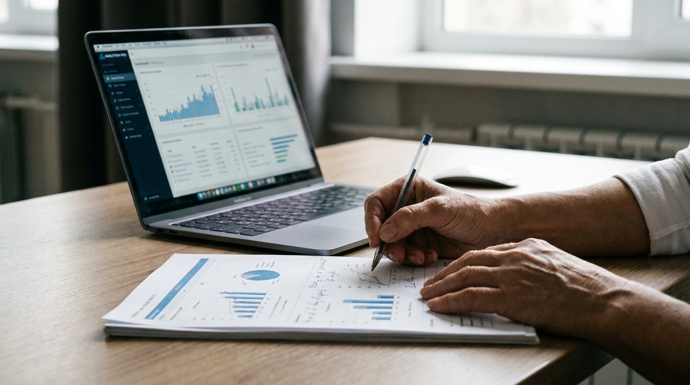 Professionnelle relisant et validant à la main un contenu produit avec l'aide de l'IA