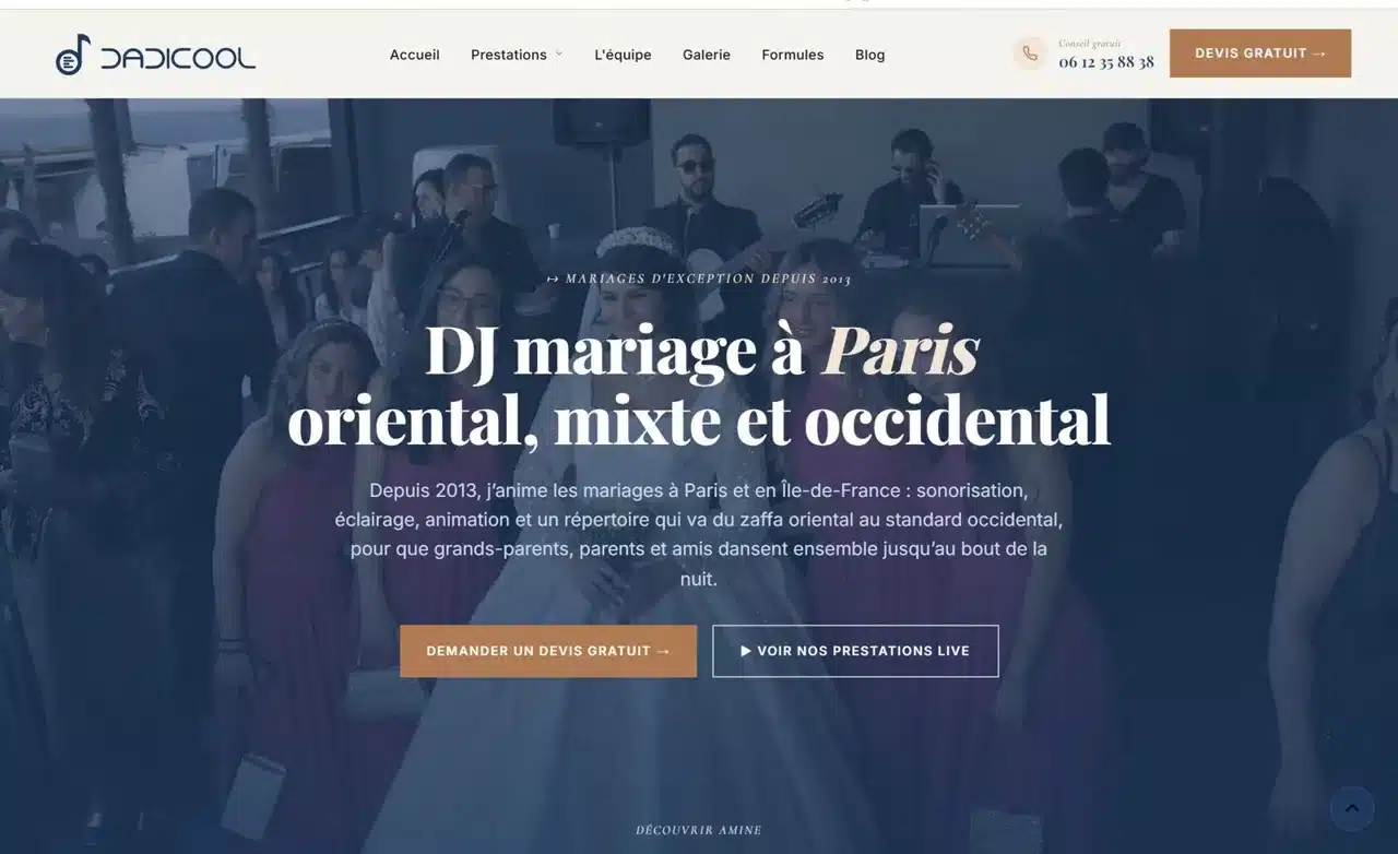 Page d'accueil du nouveau site DJ Dadicool